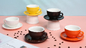 Ceramische de Espressokoppen van het aardewerkaardewerk met de koppenmok van Schotelcoffe